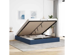 Vidaxl Estrutura de Cama Otomana Sem Colchão 160x200 Cm Tecido Azul