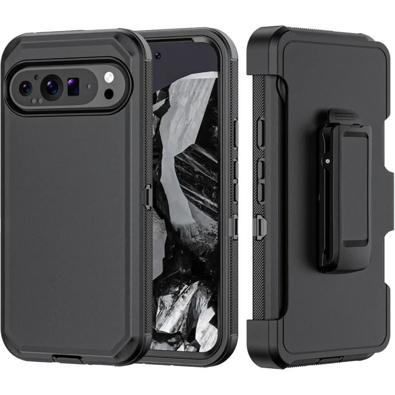 Capa Para Celular (preta, Google Pixel 8 Pro) Com Clipe, Capa Protetora Rígida À Prova De Choque.