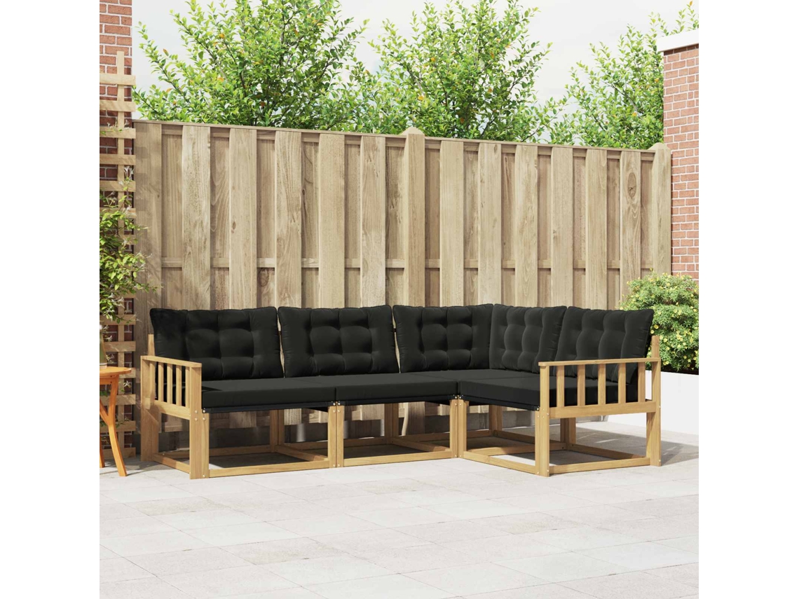 Vidaxl Conjunto De Sofás Para Exterior 4 Pcs Branco E Preto