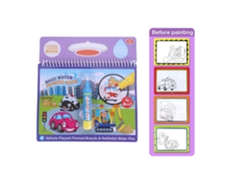 Livro de pintura com água e lápis para meninos e meninas - Brinquedo educativo - Presente - Veículos
