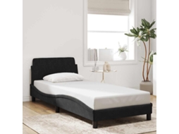 Vidaxl Estrutura de Cama com Cabeceira Dover Veludo 90x200 Cm Preto