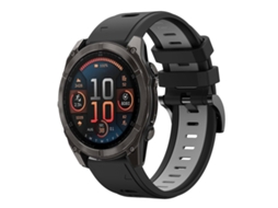 Bracelete Para Garmin Fenix 8 Amoled (51mm) - Silicone Esportivo - Duas Cores (26mm) Preto + Cinza