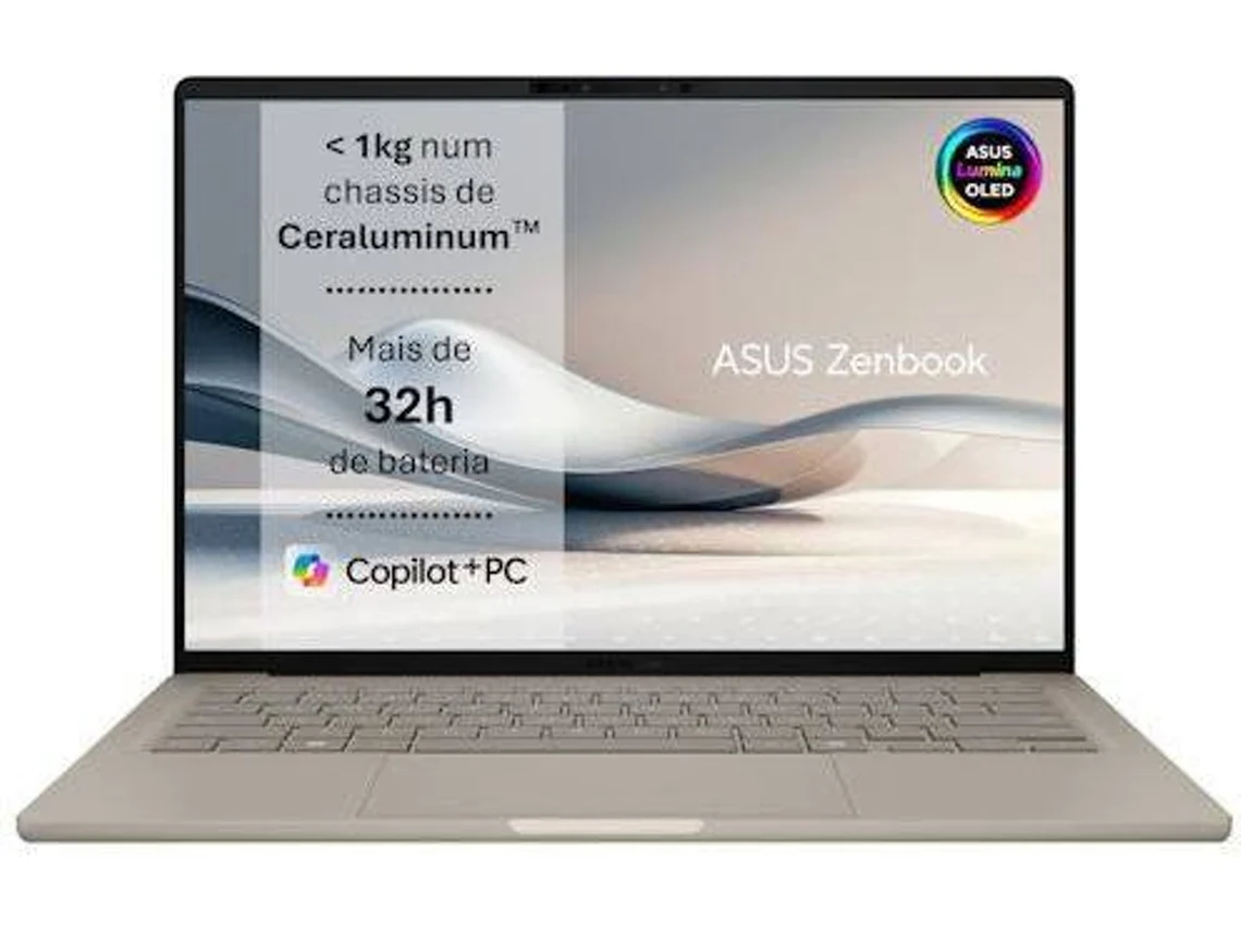 Portátil ASUS Zenbook A14 UX3407QA (Outlet Caixa Aberta - 14'' - Snapdragon X X1 - RAM: 32 GB - 512 GB SSD - Qualcomm Adreno GPU)