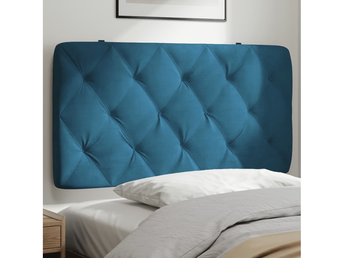 Almofadão De Cabeceira 100 Cm Veludo Azul