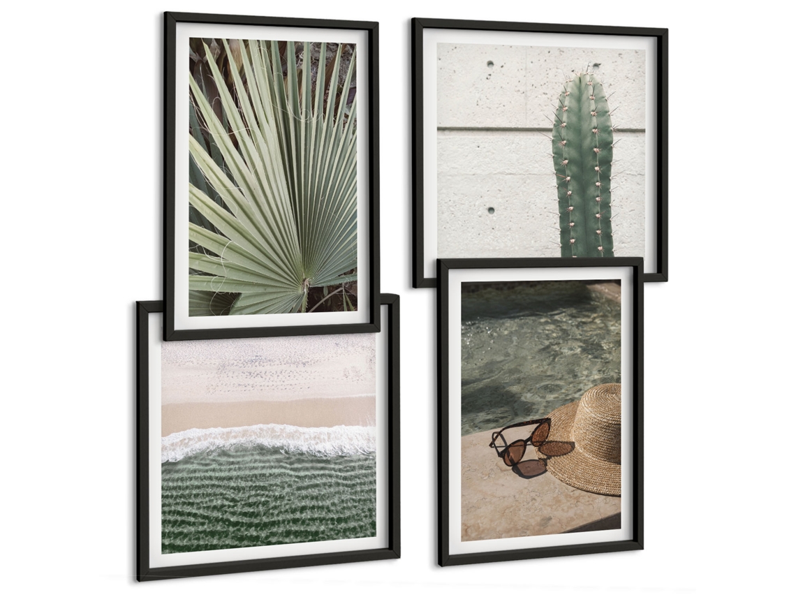 Composição De Quadros Plantas De Verão Relaxamento Aquático Espelharte (4 Peças)