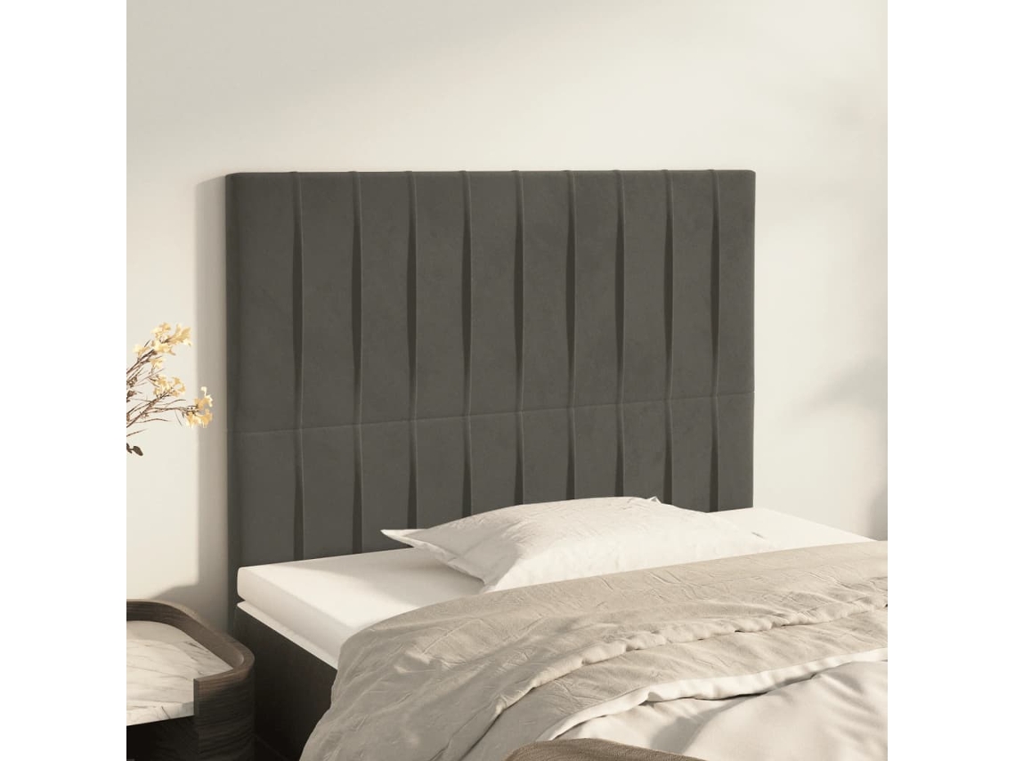 Vidaxl Cabeceira Cinza Escuro 80x5x118/128 Cm Veludo