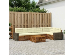 Vidaxl Conjunto De Sofás Para Exterior 6 Pcs Natural E Creme
