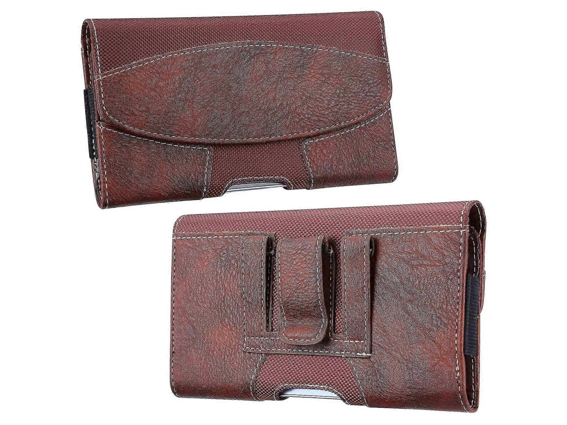 Capa Multifuncional Para Celular De 6,9 ​​a 7,2 Polegadas, Bolsa De Cintura Em Couro Pu Marrom.