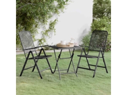 Vidaxl 3 Pcs Conj. De Jantar P/ Jardim Malha Metal Expandido Antracite