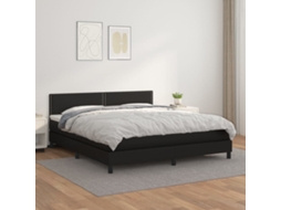 Vidaxl Cama Com Molas/colchão 180x200 Cm Couro Artificial Preto