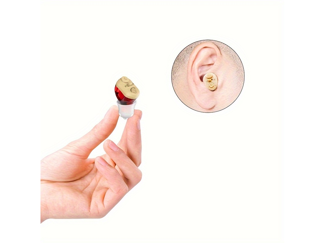 Aparelho Auditivo Recarregável Mini Amplificador De Ouvido Invisível Com Redução Inteligente De Ruído Vermelho