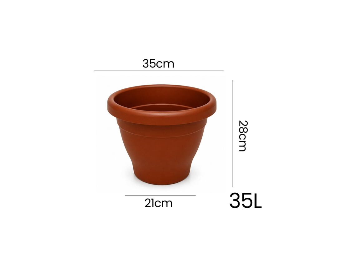 Maceta Mediterranea Circular De Plástico Para Plantas Y Flores | Drenaje Incorporados Verde 35 Cm