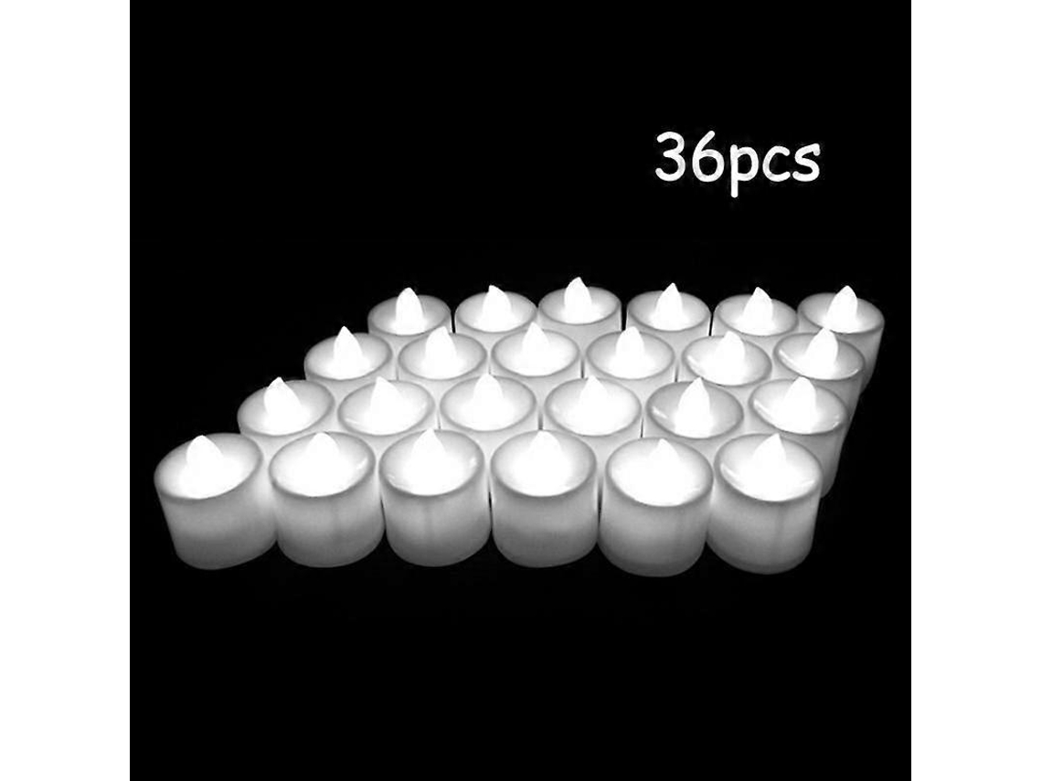 Rebe velas Electrónicas Led Sin Llama 12/24/36/48 Piezas Plástico Luz Amarilla para Exterior Decoración Fiesta 36 Peças Brancas