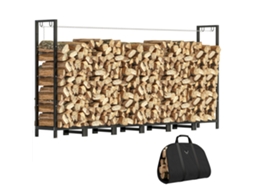 Abrigo De Lenha Ajustável 0,8 M³ Com Lona Impermeável E Correntes Aço, 235 X 31 X 116 Cm, Preto