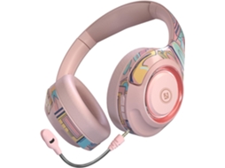 Fone De Ouvido Para Jogos I0i Baixa Latência, Bluetooth, Sem Fio, Com Cancelamento De Ruído E Design Luminoso Rosa