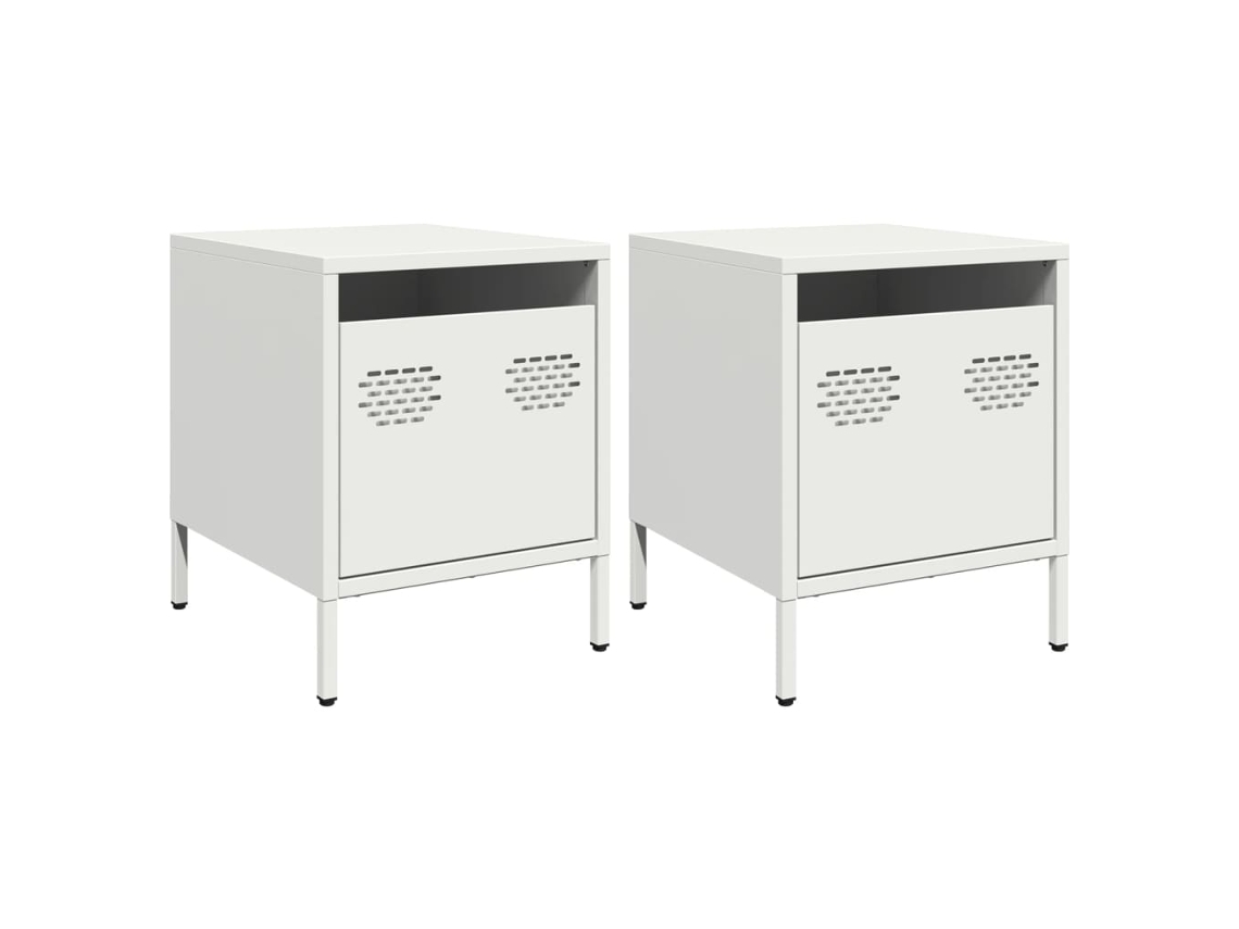 Mesas de Cabeceira 2 Pcs 35x39x43,5 Cm Aço Branco MAISON EXCLUSIVE
