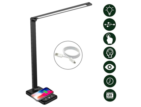 Lâmpada de Mesa Led Recarregável 6W Carga Sem Fio 5 Níveis de Brilho RNEMITERY