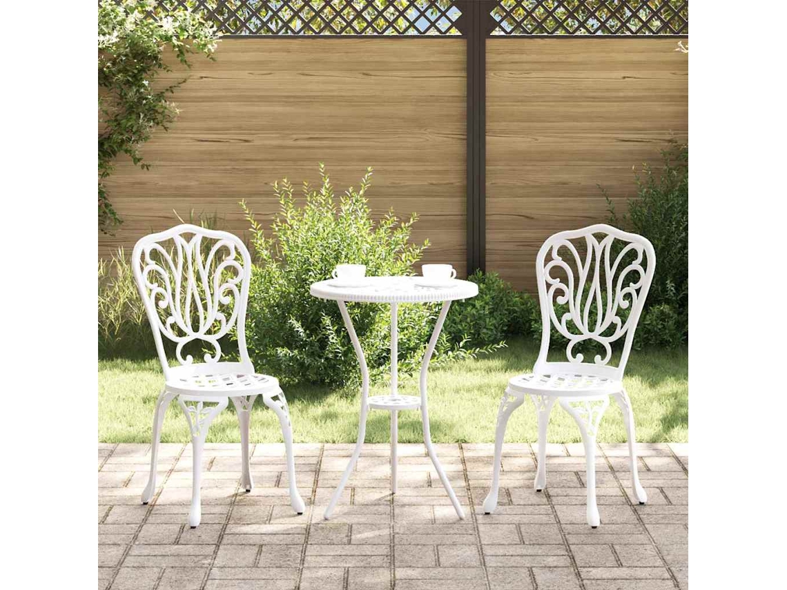 Vidaxl Conjunto Bistro de Jardim 3 Pcs Branco Alumínio