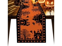 Runner de Mesa com Casa Assombrada e Abóboras para Halloween | S/MARCA