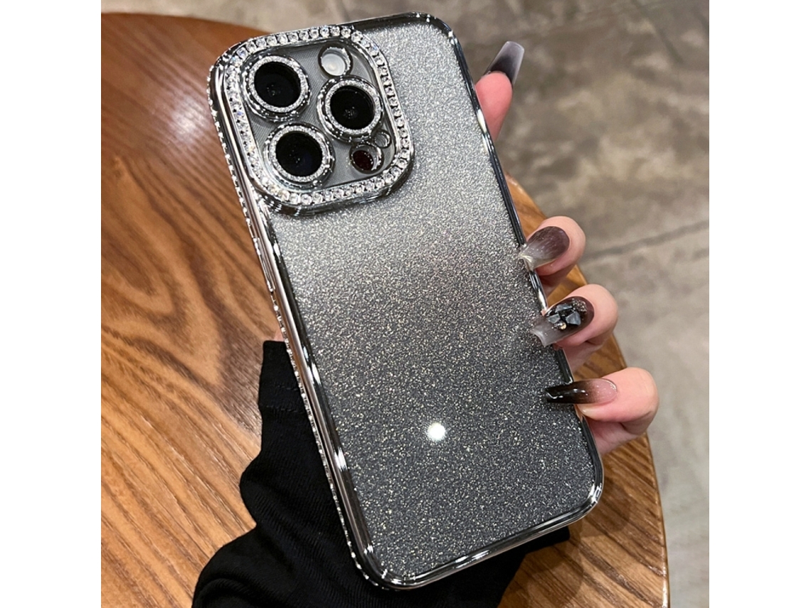 Capa De Tpu Para Iphone 14 Pro Max - Glitter Degradê De Diamante