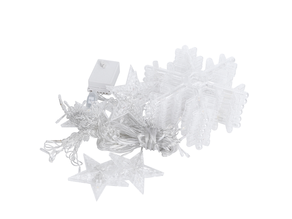 Luz de Cortina de Led 138 Lâmpadas 8 Modos Estrelas Neve Natal