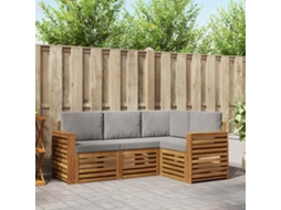 Vidaxl Conjunto De Sofás Para Exterior 4 Unid. Cinza Natural E Claro