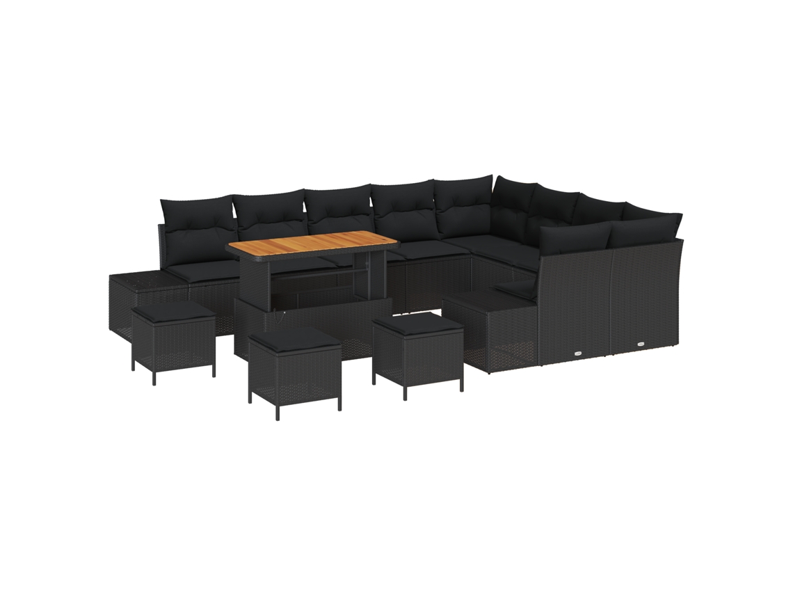 Conjunto 13 Sofá De Jardim Vidaxl Preto Vime Pe (110 X 55 X 71 Cm)