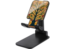 Suporte Dobrável Ajustável Para Celular Nas Cores Amarelo E Laranja, Com Design Da Árvore Vida, Design Portátil Para