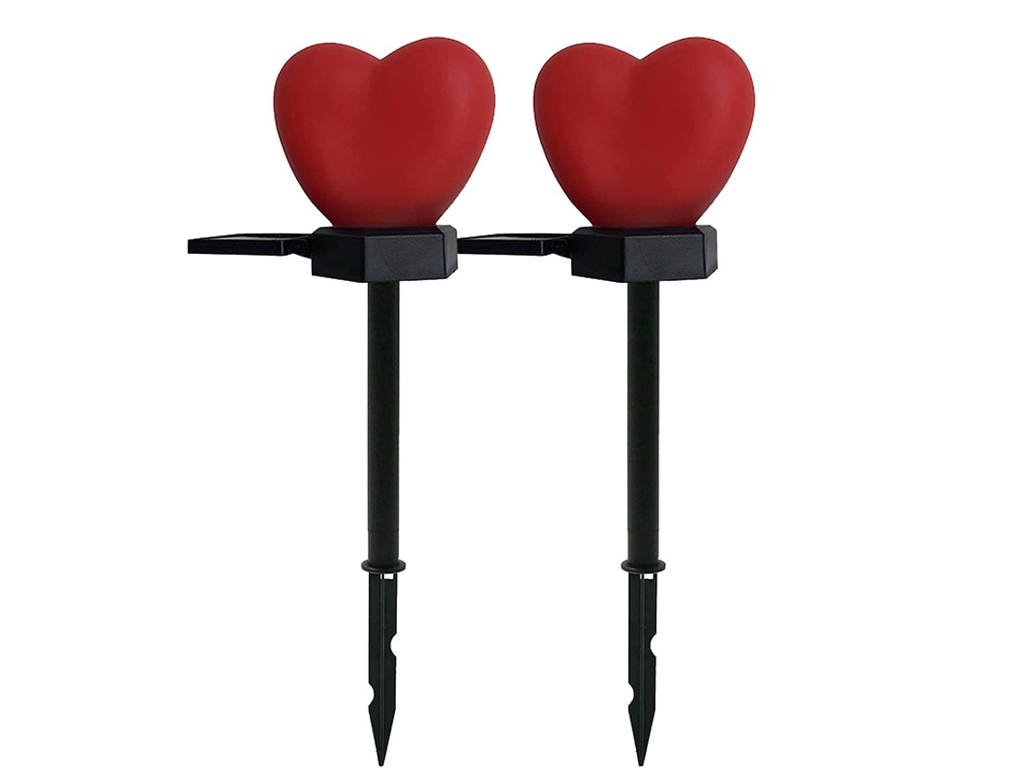 Conjunto De 6 Luzes Solares Em Formato De Coração Vermelho Para O Dia Dos Namorados, Decoração Externa Impermeável Com Tema De Corações
