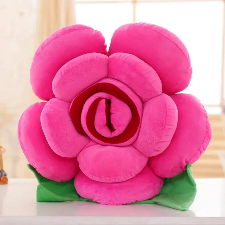 Almofada de Pelúcia Grande em Formato de Rosa para Sofá, Almofada Decorativa Floral MDUG (vermelho Rosa, 40cm)