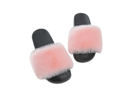 Chinelos de Pelo Aberto Antiderrapantes para Mulheres e Meninas Rosa Claro