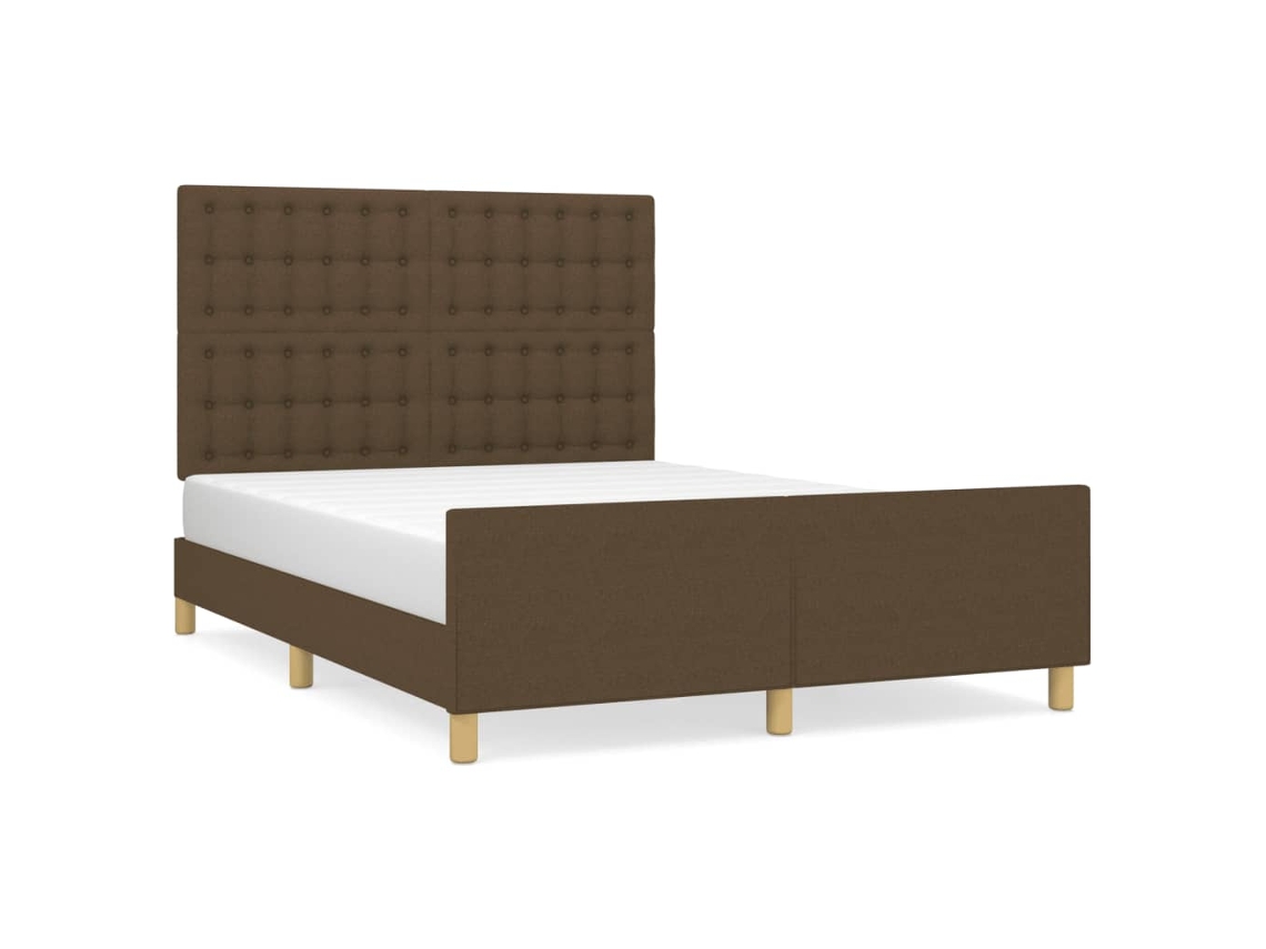 Bed Frame With Headboard, Bed Frames With Headboards Vidaxl Marrom Tecido (140 X 200 Cm)