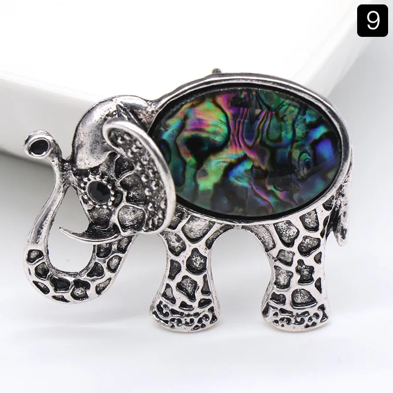Colar Com Pingente De Elefante Em Cristal Natural (concha De Abalone), Broche Vintage De Elefante.