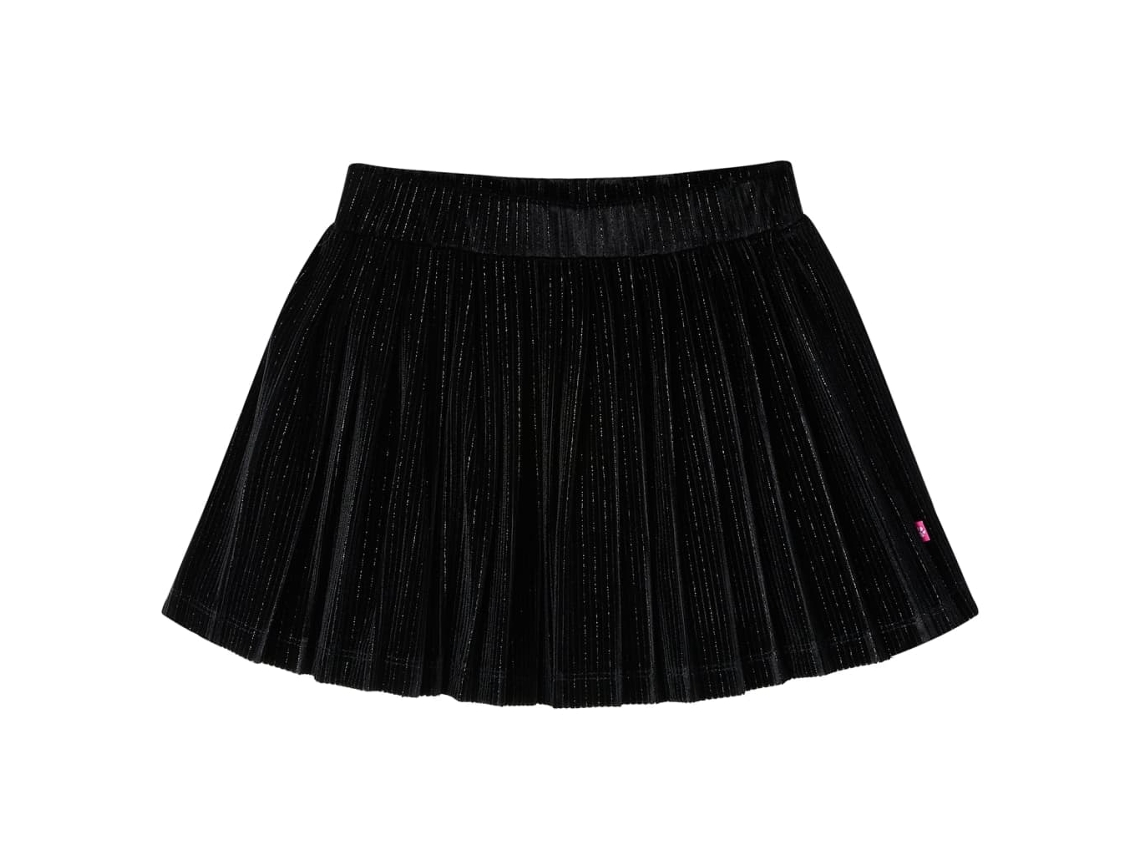 Saia Plissada Para Criança Com Lurex Preto 128