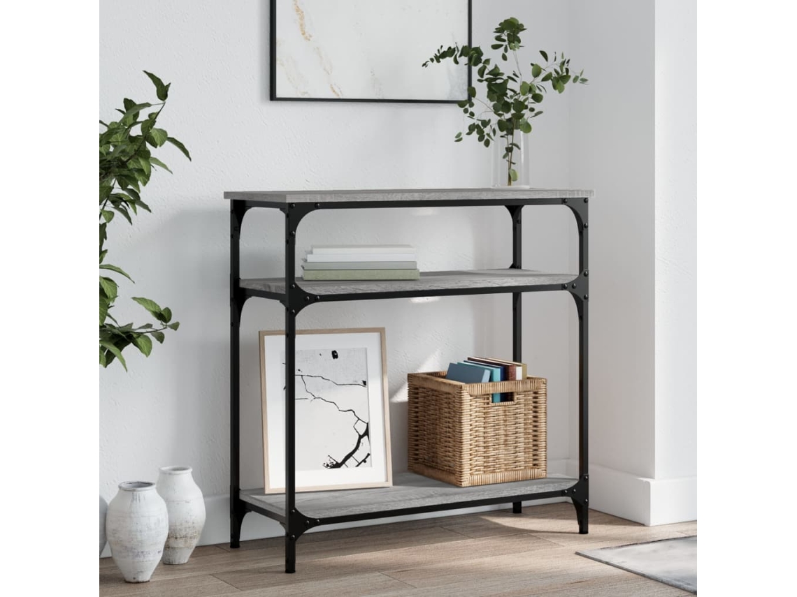 Vidaxl Mesa Consola 75x29x75 Cm Derivados De Madeira Cinzento Sonoma