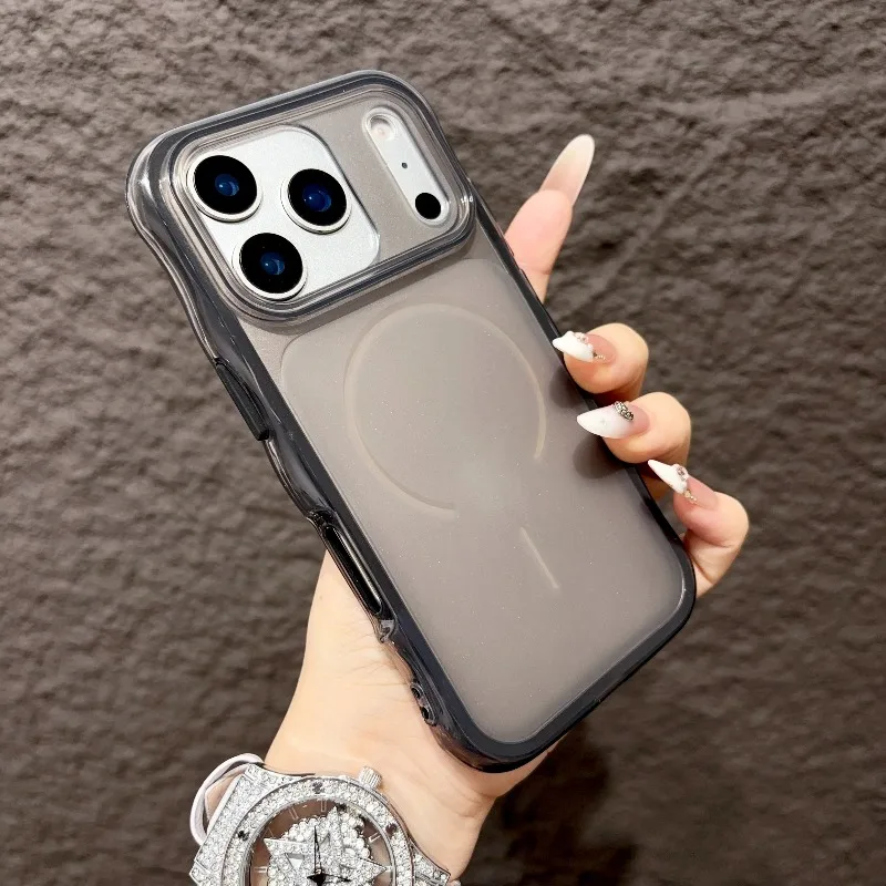 Capa De Celular Ultrafina E Macia Com Textura Ondulada Fosca (iphone 16 Pro Preto), Em Silicone Transparente.
