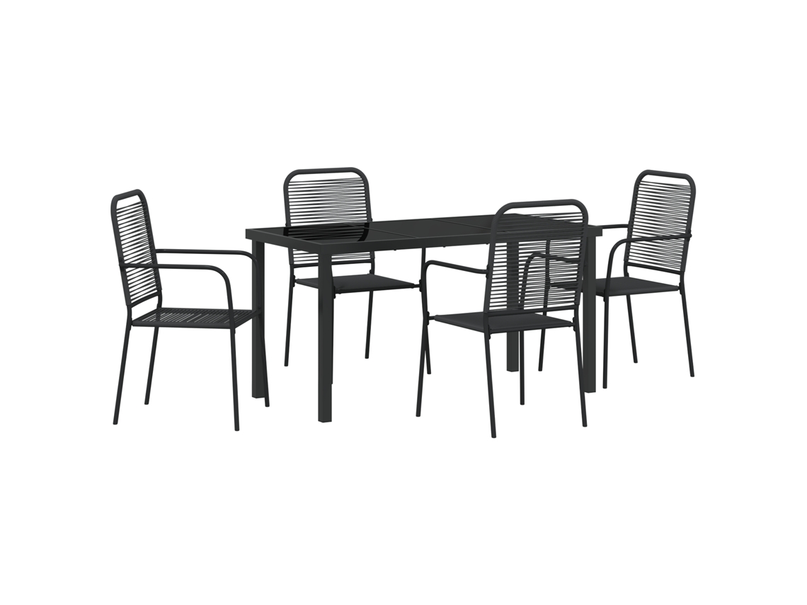 Conjunto 5 Móveis Para Exterior Vidaxl Preto Algodão (140 X 70 X 73 Cm)