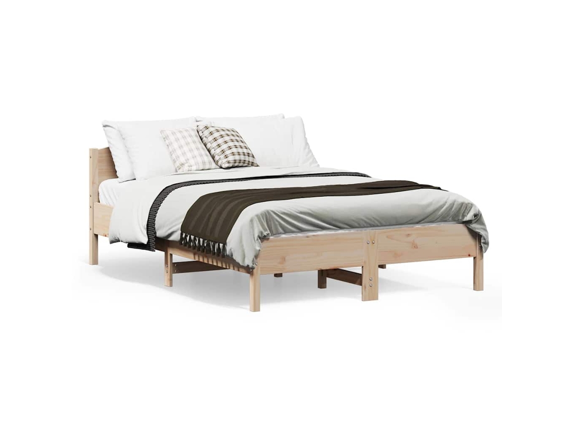 Vidaxl Cama Sem Colchão 135x190 Cm Madeira De Pinho Maciça