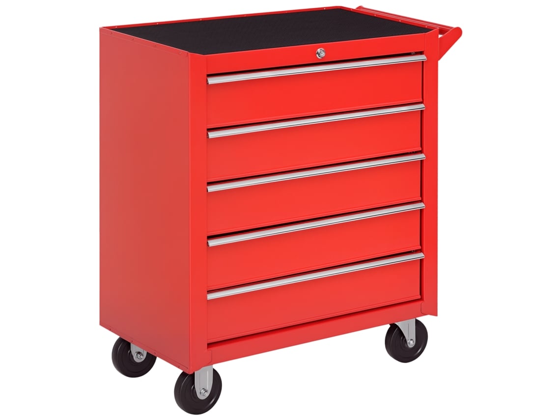 Armário de Ferramentas com Roldas, 69x33x75cm, Vermelho | S/MARCA