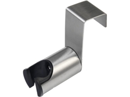 Suporte para chuveiro higiênico em aço inoxidável 304, resistente a furos, com ganchos para fixação na parede e sem vidro.