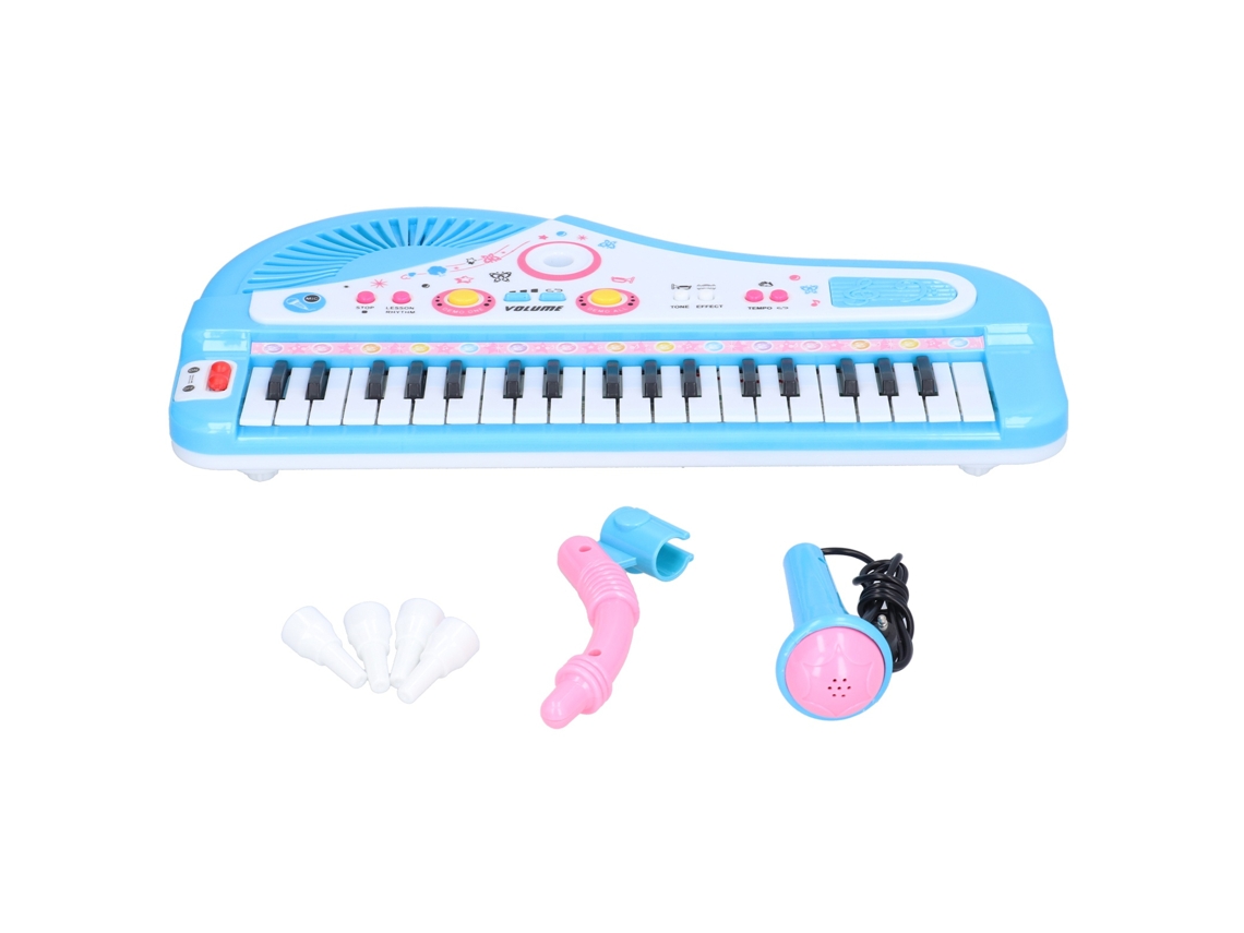 Lurelia Bateria Infantil Com 37 Teclas, Microfone E Azul