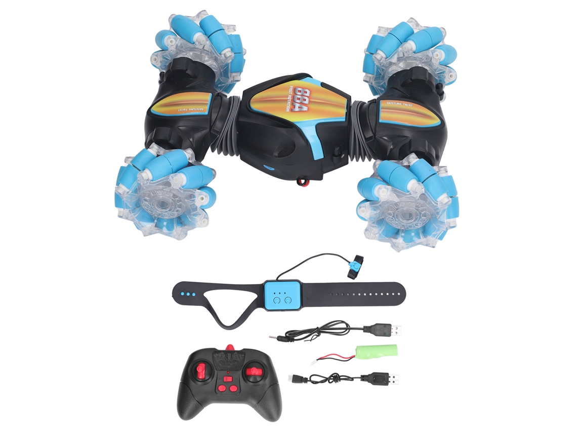 Ats coche Rc de Acrobacias com Sensor de Gestos 4wd 2.4g Controle Remoto Duas Faces Brinquedo de Coche Todo Terreno para Crianças Azul