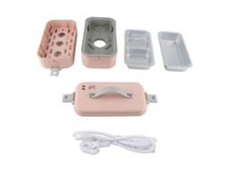 Caixa de almoço elétrica duas camadas, aço inox, 300w, portátil, aquecedor de comida S/MARCA