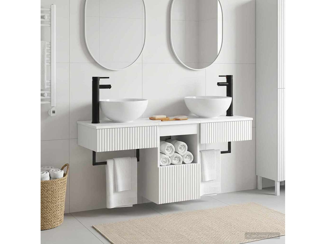 Vidaxl Conjunto De Móveis Para Banheiro 3 Unid. Branco Brilhante