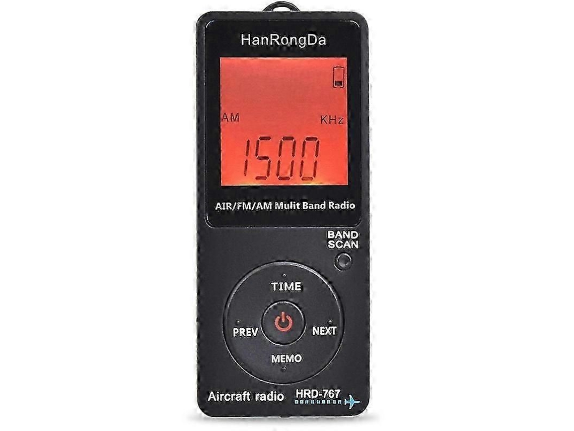 Rádio receptor de banda aeronáutica FM/AM/Air 2025 com visor LCD e botão de bloqueio. Bolsa GOKOCO.
