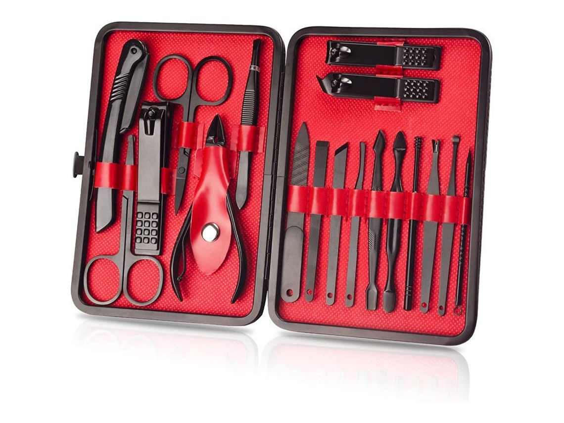 Conjunto de Cuidado de Unhas Profissional com 18 Ferramentas em Aço Inoxidável Portátil