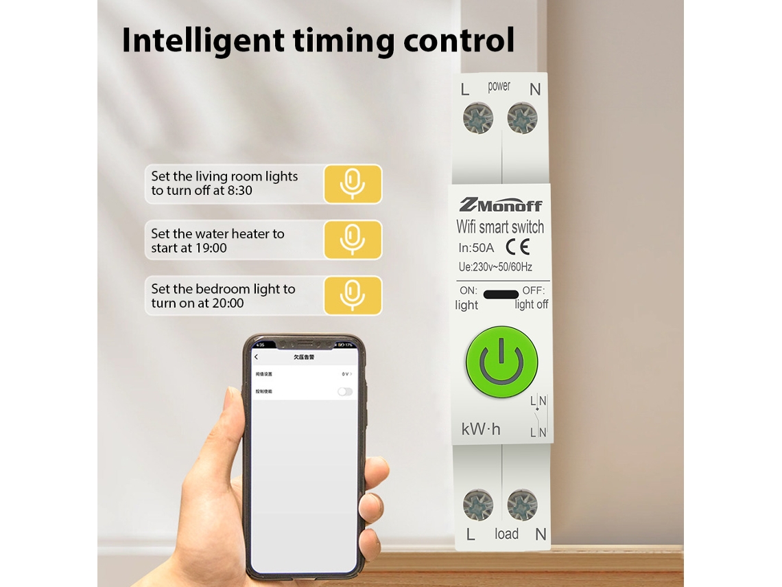Interruptor Inteligente Wifi Tuya, Controle Remoto, Proteção contra Sobretensão | S/MARCA