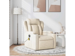 Vidaxl Poltrona De Massagens Reclinável Tecido Cor Creme