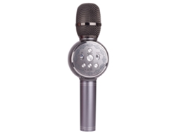 Microfone De Karaokê Bluetooth Led Cinza
