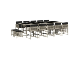 Conjunto de Jantar 15 Pcs para Jardim com Almofadões Vime Pe Cinzento Claro MAISON EXCLUSIVE (15 pcs)